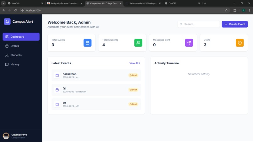 college event alerter for students  – screenshot 1