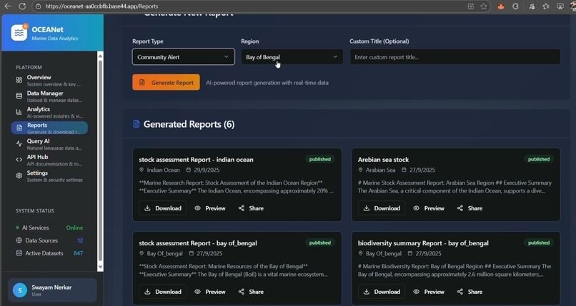 OCEANet' – Oceanic Data & Ecosystem Analytics Network – screenshot 2