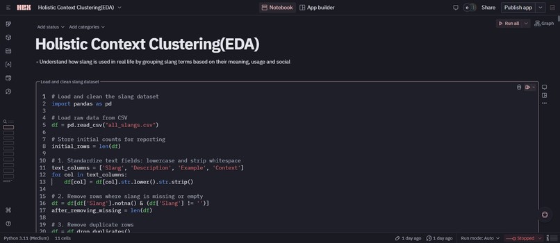 Holistic Context Clustering(EDA) – screenshot 1
