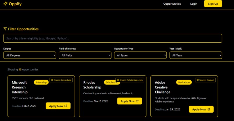 AI Powered Opportunity Discovery Platform for Students – screenshot 2
