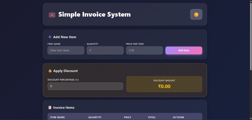 Simple Invoice System – screenshot 1