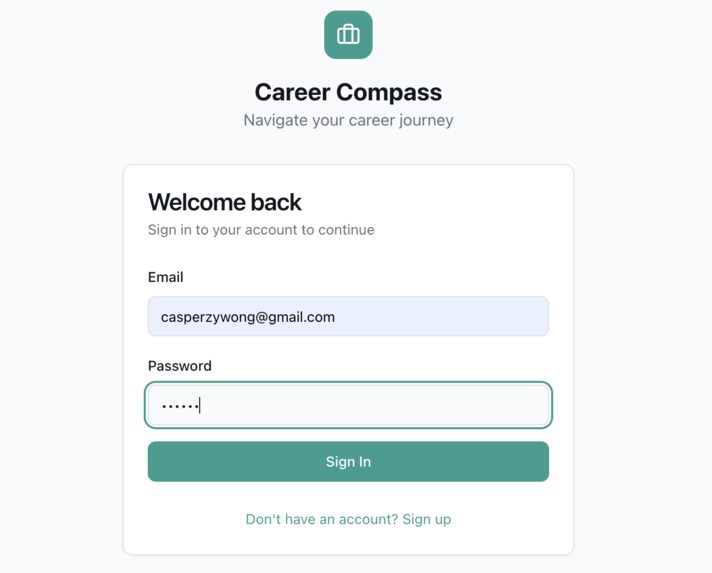 Team 90_Career Compass – screenshot 1