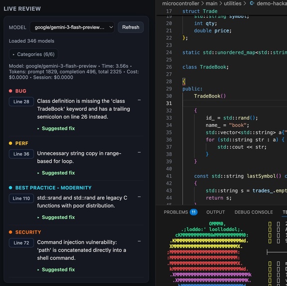 Live review – screenshot 1