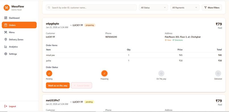 MessFlow – screenshot 3