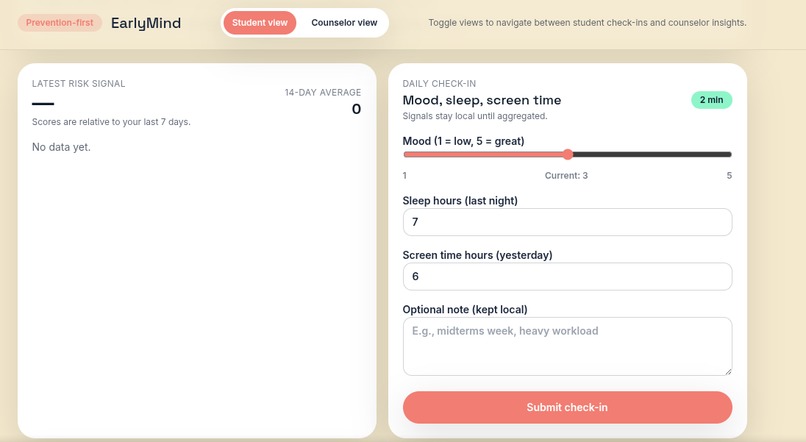 earlymind-campus-ews – screenshot 2