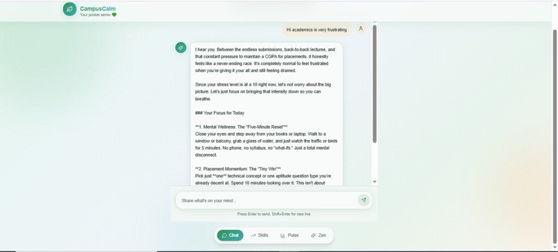 CampusCalm: AI Wellness & Career Agent for Bharat – screenshot 5
