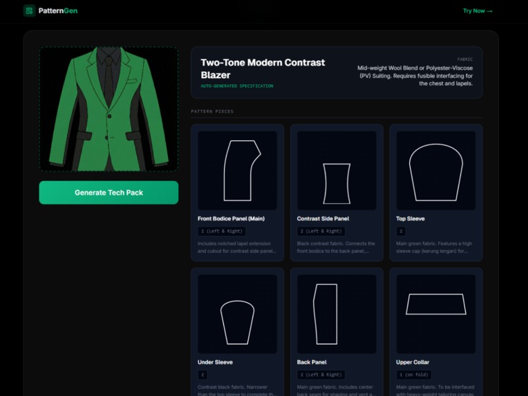 PatternGen: AI Technical Pack Generator for Tailors – screenshot 3