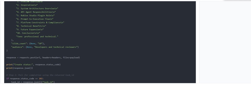 Roblox Studio Builder API Agent – screenshot 2