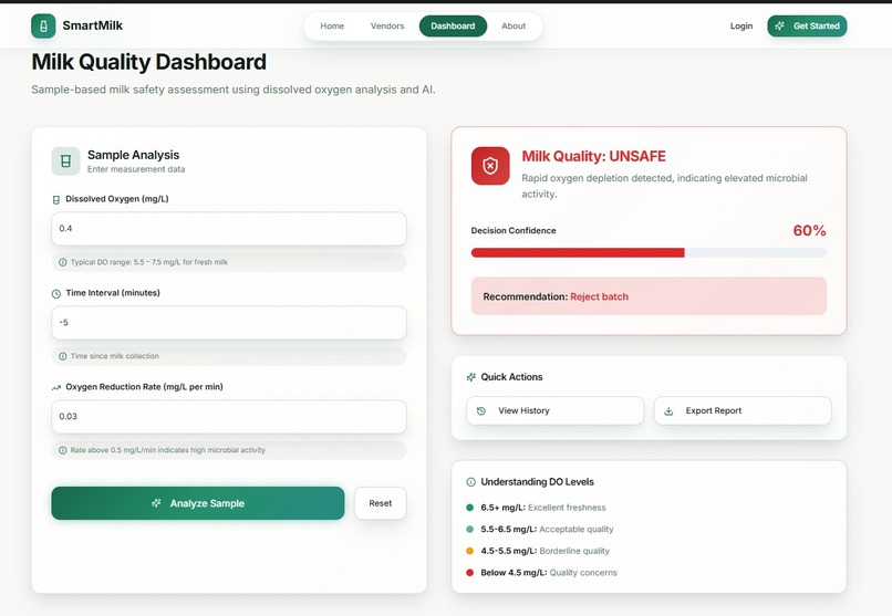 AI-Based Smart Milk Quality Monitoring System – screenshot 5