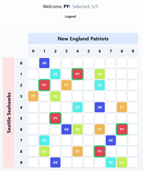 Superbowl pool game – screenshot 1
