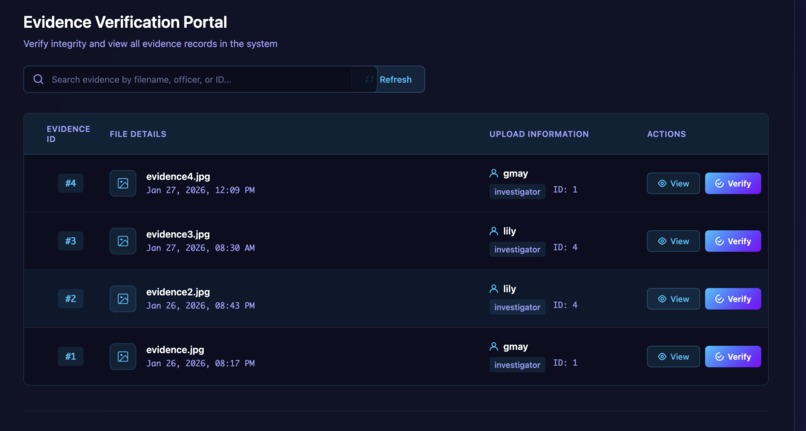 Secure Evidence Handling & Chain-of-Custody System – screenshot 7