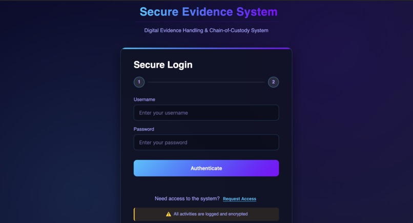 Secure Evidence Handling & Chain-of-Custody System – screenshot 2