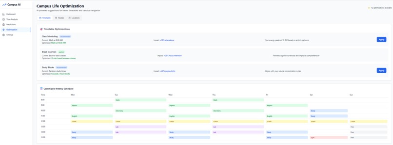 Campus AI Optimizer - Smart Student Life Management – screenshot 1