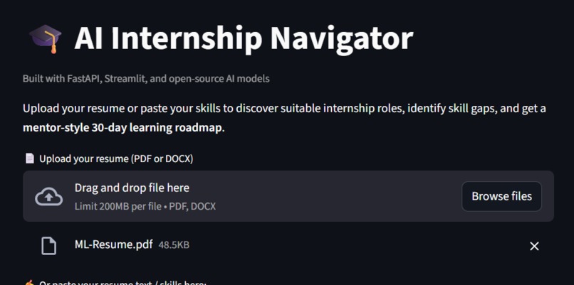 AI Internship Navigator – screenshot 1
