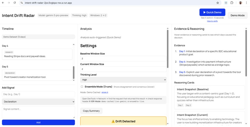 Intent Drift Radar – screenshot 2