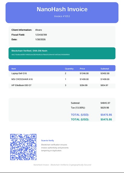 NanoHash Invoice – screenshot 1