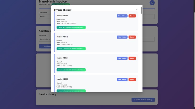 NanoHash Invoice – screenshot 4
