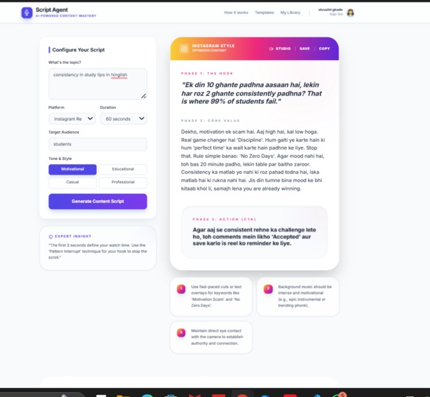AI CONTENT SCRIPT AGENT – screenshot 2