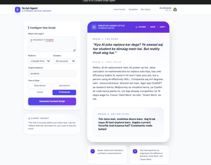 AI CONTENT SCRIPT AGENT – screenshot 3