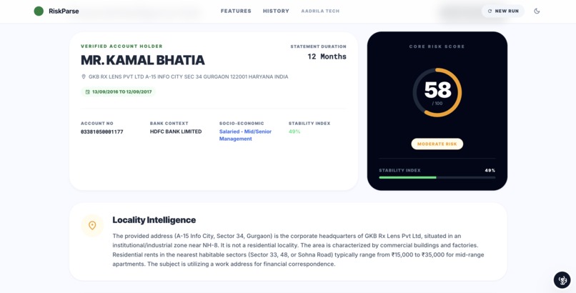 RiskParse – screenshot 1