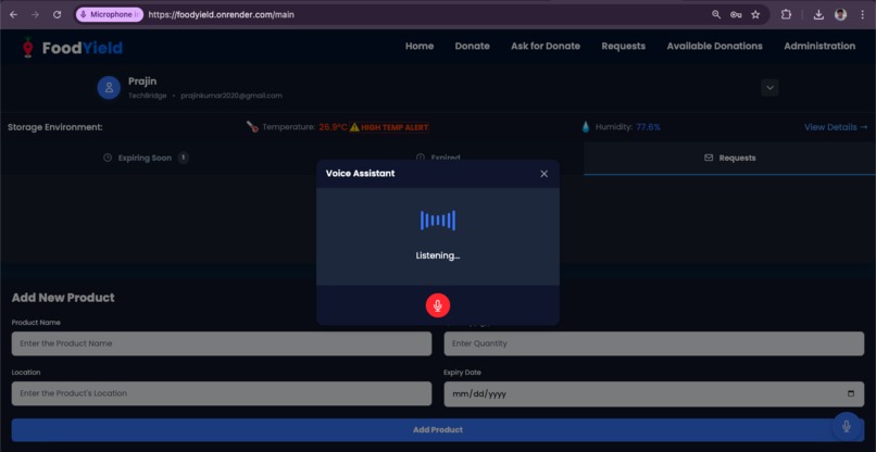 FoodYield-Reducing Food Waste With smart Solutions using AI. – screenshot 10