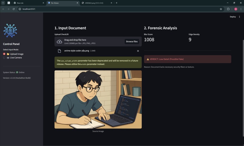 Fin-Vision: The AI Fraud Sentinel – screenshot 2