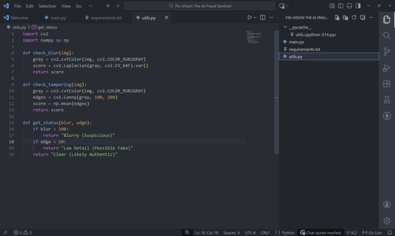 Fin-Vision: The AI Fraud Sentinel – screenshot 3