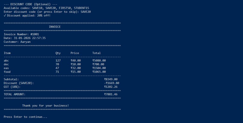 Smart Invoice Generator with Discount Codes – screenshot 2