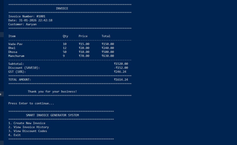 Smart Invoice Generator with Discount Codes – screenshot 4