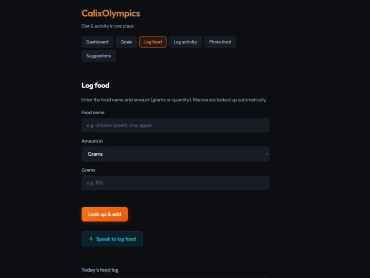 CalixOlympics app and CalixoBot – screenshot 1