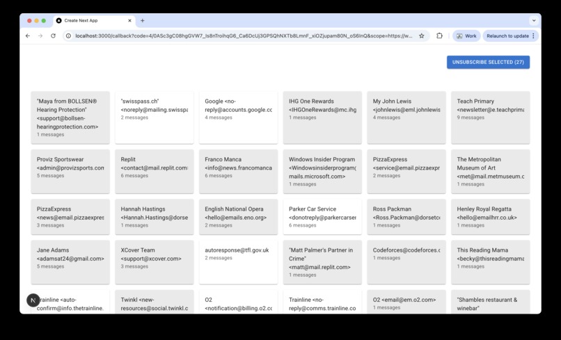 Bulk Unsubscriber – screenshot 1