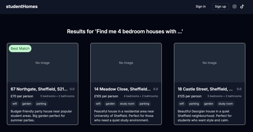 studentHomes – screenshot 2