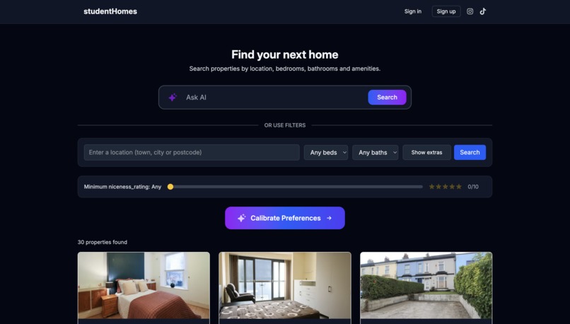 studentHomes – screenshot 1