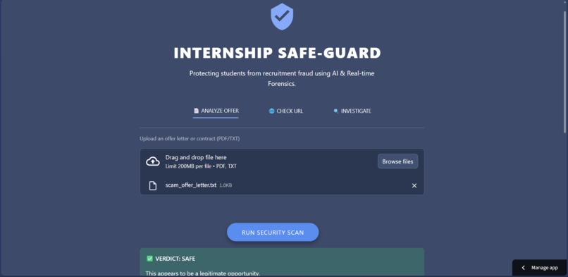Internship Safe-Guard – screenshot 1