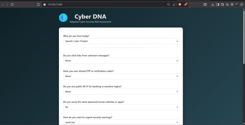 Cyber DNA – Cyber Security Risk Assessment Tool – screenshot 1