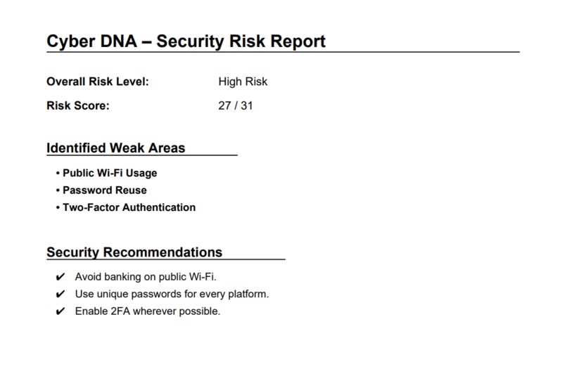 Cyber DNA – Cyber Security Risk Assessment Tool – screenshot 3