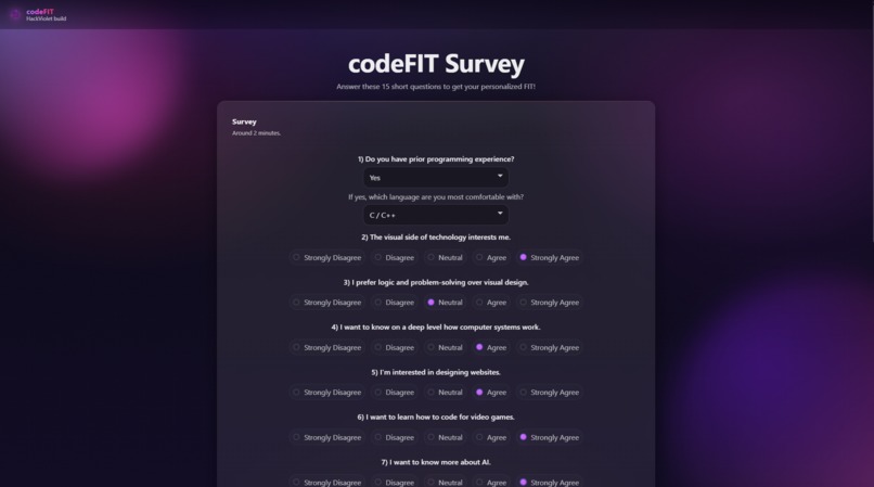 codeFIT – screenshot 2