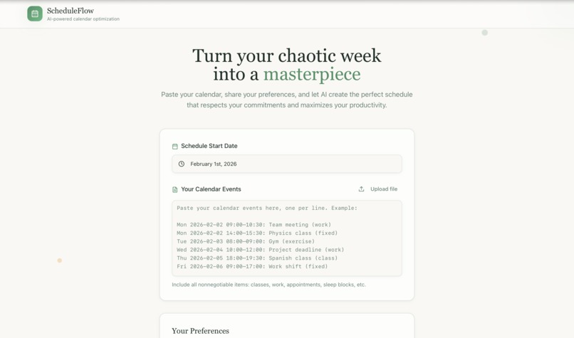 Schedule Flow – screenshot 1