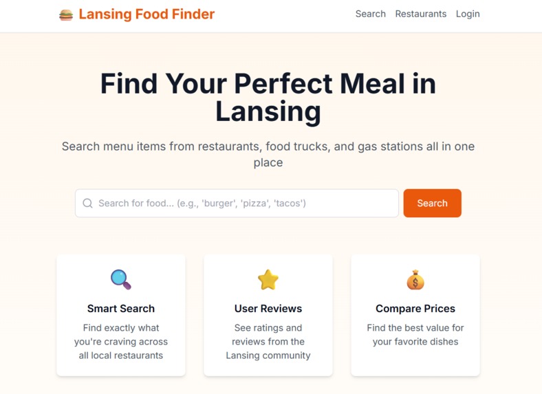 Lansing Food Finder – screenshot 1