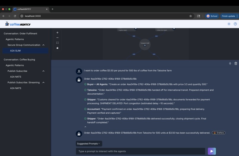 Execution-Aware Shipping Agent for CoffeeAGNTCY – screenshot 1
