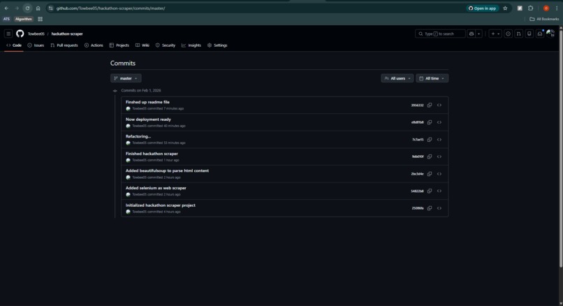 Hackathon scraper – screenshot 1