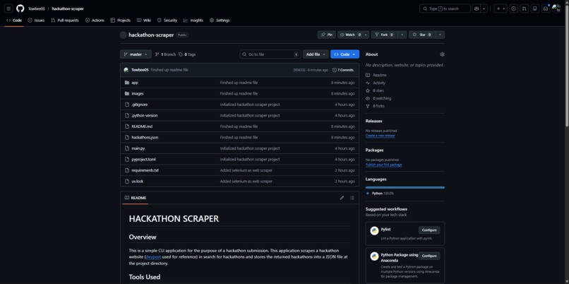 Hackathon scraper – screenshot 2