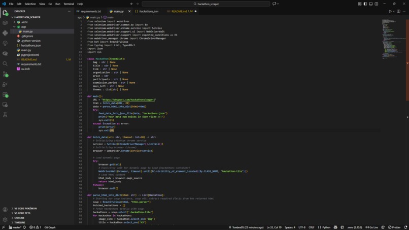 Hackathon scraper – screenshot 3