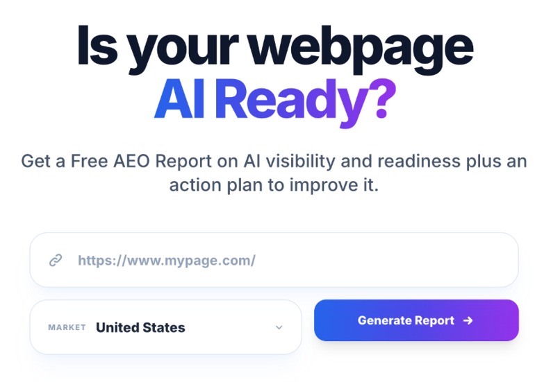 AEO Score -  Building an AI-ready web, one audit at a time. – screenshot 1
