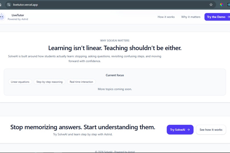LiveTutor - A Real-Time Adaptive AI Math Teacher – screenshot 1