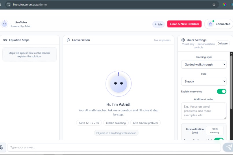 LiveTutor - A Real-Time Adaptive AI Math Teacher – screenshot 5