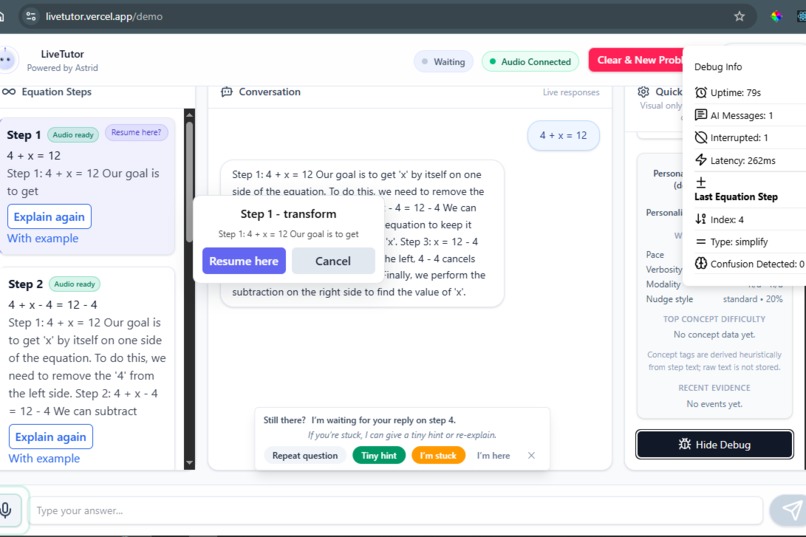LiveTutor - A Real-Time Adaptive AI Math Teacher – screenshot 8