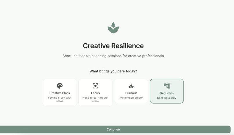 Creative resilience: pocket AI coaches – screenshot 2