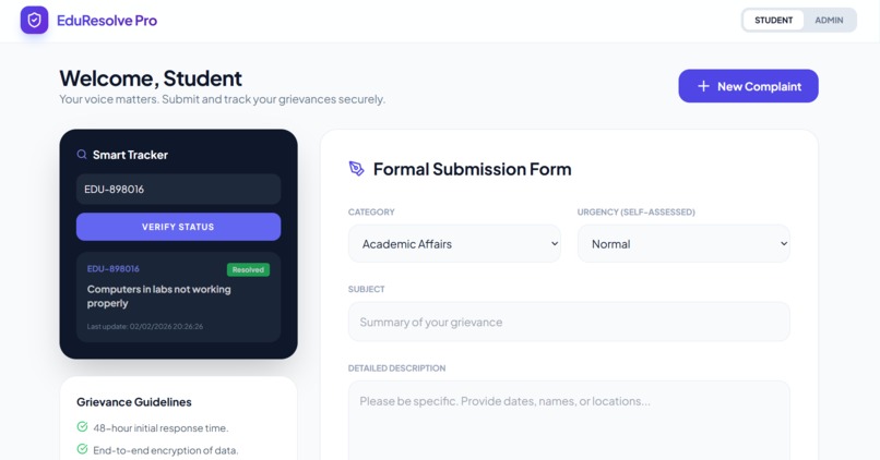 AdvocateAI: Smart Student Resolution System – screenshot 1