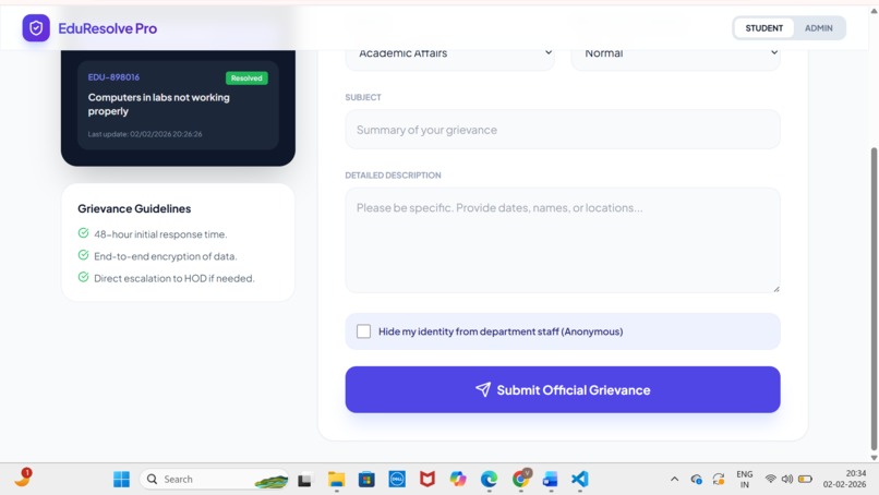 AdvocateAI: Smart Student Resolution System – screenshot 2